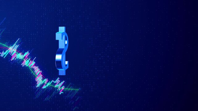 Blue dollar currency financial trading chart, market indicators, digital forex trading, stock exchange, cryptocurrency, investment analysis, banking, finance presentations, fintech promotions business
