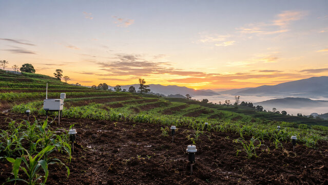 Field soil sensor network at dawn network at dawn modern commercial