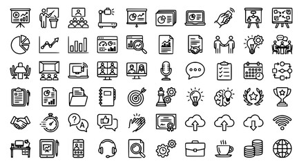 Fototapeta premium Editable Presentation Linear Icon Pack Business Meeting Vector Symbols