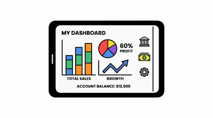 Fototapeta premium Tablet With Colorful Display for Business Presentation and Infographic Design