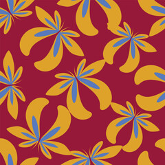 Obraz premium Seamless floral pattern, elegant vintage ditsy print with simple plant pattern. Botanical design, ornament: hand drawn red flowers, leaves, small bouquets on a white background. Vector illustration. 