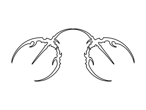Black Cyber Y2K Spiky Arch Wing Line Art Decal Graphic Design