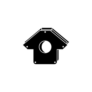 This is a minimalist vector illustration of a Welding Magnet icon, featuring a simple, clean, and solid glyph style. The icon can be used as a symbol, sign, or logo.