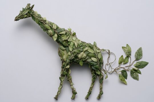 giraffe made of leaves and vines