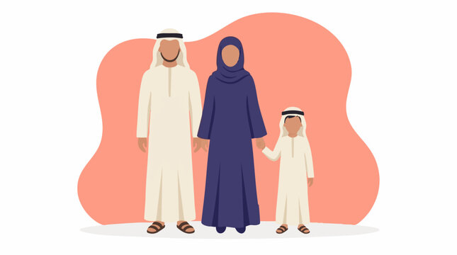 Middle Eastern Family: Father, Mother, and Child in Traditional Attire