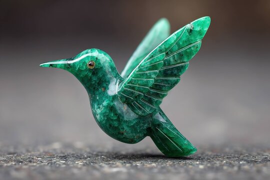 hummingbird carved from emerald gemstone