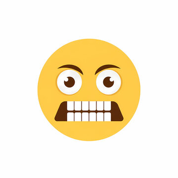 A frustrated yellow emoji face shows tense teeth and wide eyes to display intense anger and deep annoyance during communication sessions where users express feelings using digital smileys online