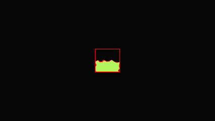 Pixelated mountain graphics frame green digital landmass vectors inside a square. Retro gaming tournament broadcast sets gain an authentic landscape texture from this pixelated mountain. © Moon Light