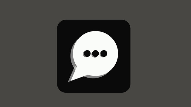 Speech bubble outlines track online message dialog variables across dark displays. Technical chatbot software demonstration clips benefit from this white speech bubble asset.