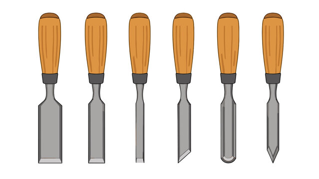 Set of wood carving chisels and gouges vector illustration