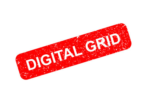 Digital grid red stamp with text label illustration