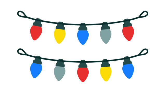 Colorful string of decorative bulb lights isolated on white