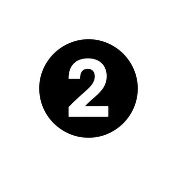 Number two icon in a black circle isolated on transparent background