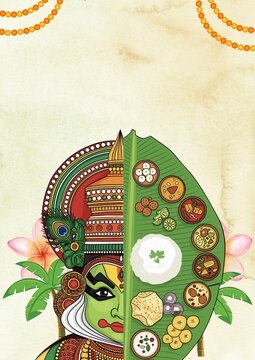 Onam Green and Brown Traditional Greeting Poster