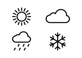 Obraz premium Weather icon set for forecast with sun cloud rain and snowflake
