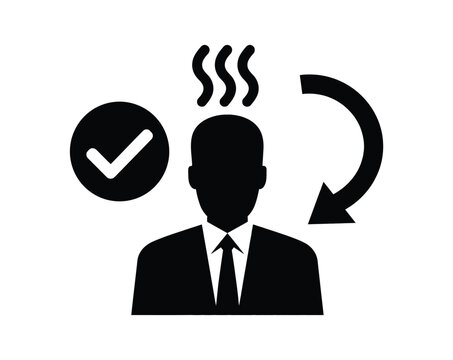 Person icon avatar vector business man with check and reload