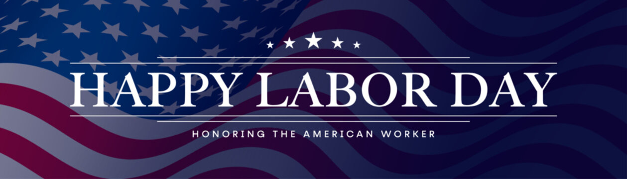 American Labor Day banner, horizontal USA Labor Day design