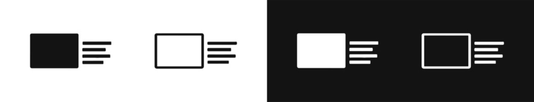 Motion blur or fast shutter speed icon set, action photography concept