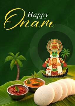 Onam Green and Yellow Traditional Greeting Poster