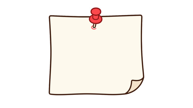 Blank pinned note paper with curled corner illustration