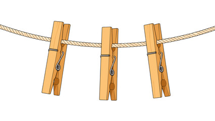 Three wooden clothespins clipped to a twisted rope © Andrei