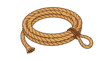 Coiled brown rope with looped end isolated on white background © Andrei