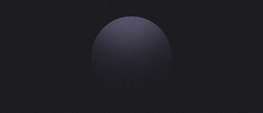 Minimalist dark gray sphere floating within grainy textured background abstract geometric composition design element with textured artistic aesthetic background with background