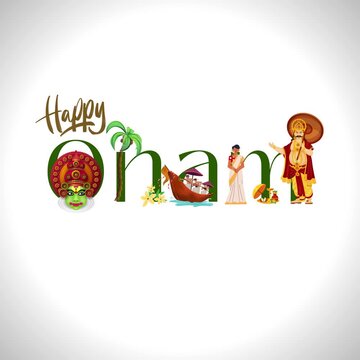Onam White And Green Minimal Greeting Video