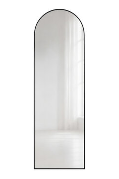 Contemporary Black Arch Floor Mirror Elegant Luxury Home Accent
