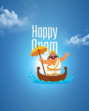 Onam Blue and Brown Minimalist Playful Greeting Video