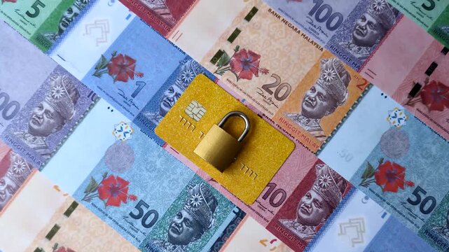Blocking of a bank debit card, account, or bill, fraud, or bankruptcy. Blocking of a bank card as a background for your design