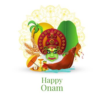 Onam White And Green Illustrative Greeting Video