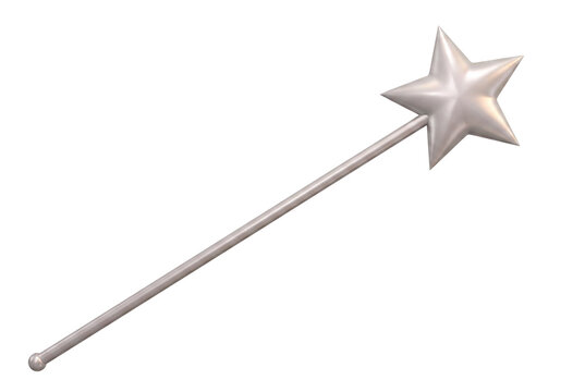 Shimmering metallic silver star magic wand