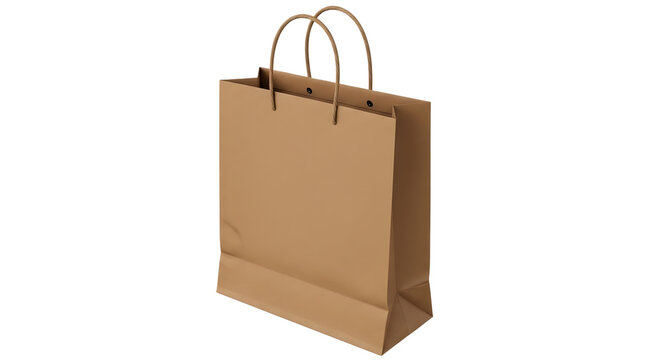Empty brown paper shopping bag with handles shopping recycled isolated