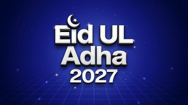 Eid ul adha celebration text design with crescent moon
