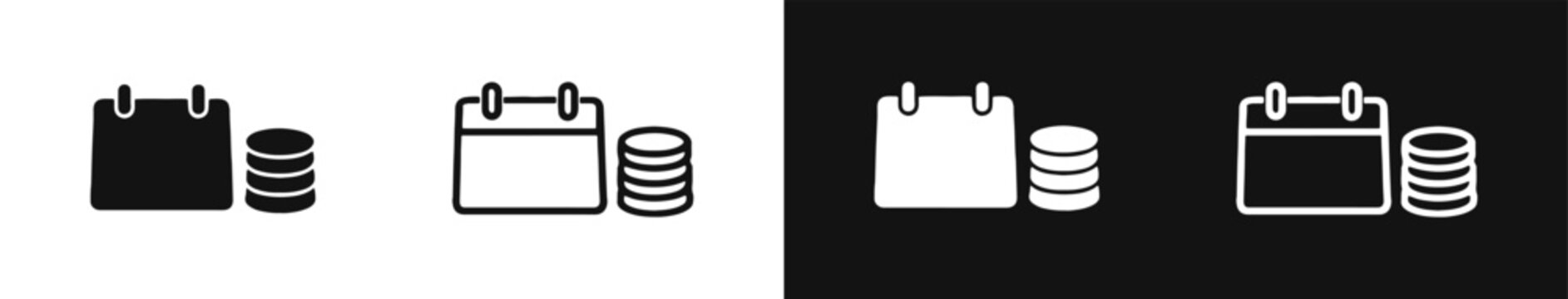 Calendar and Coin Stack Financial Planning Icons