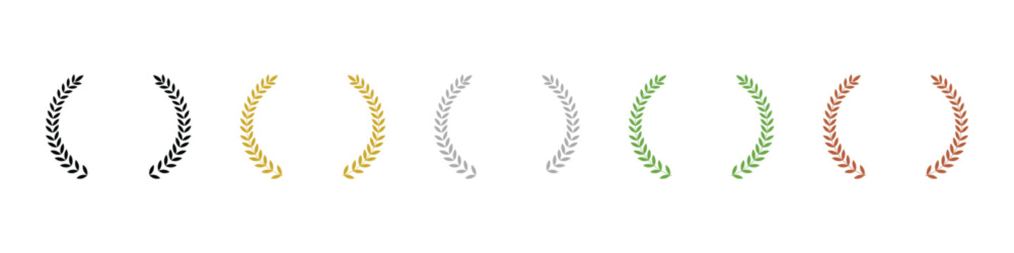 Laurel wreath foliage border frame collection in gold silver bronze black green color for luxury certificate award