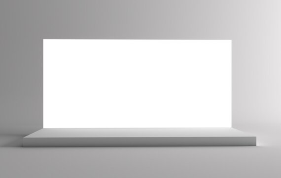 Modern empty stage for conference, exhibition, or party presentation with lighting, ideal for event branding and promotional displays. Empty stage for exhibition or event presentation, party scene and