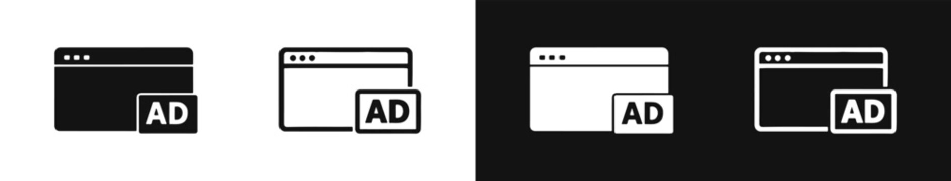 Online advertising browser window icon set
