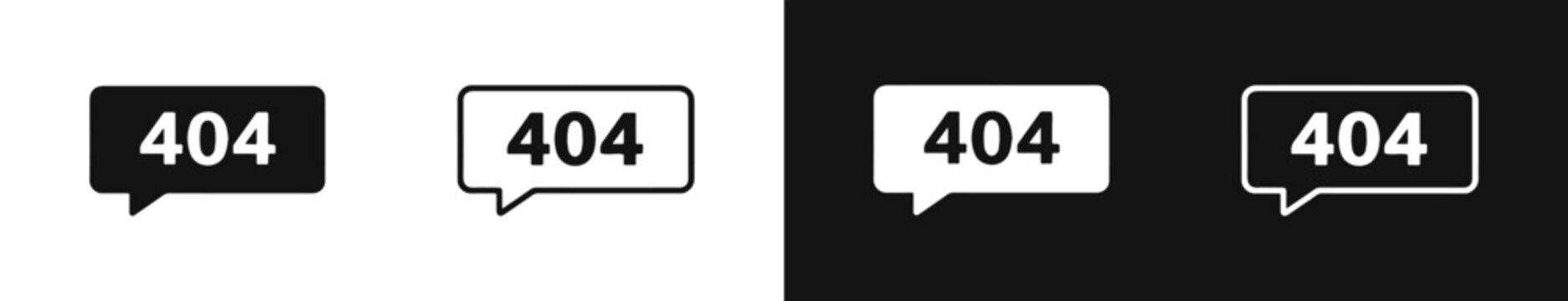 404 Error Not Found Speech Bubble Icons, Web Development Elements