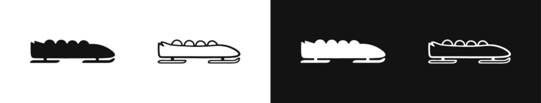 Bobsleigh icon set for winter olympic sports and bobsled racing