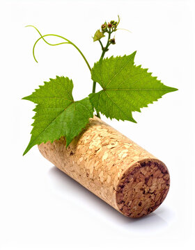 Tap&oacute;n de corcho del que brota una vid verde s&iacute;mbolo del origen del vino, la viticultura sostenible, la vendimia, el crecimiento natural, las bodegas artesanales