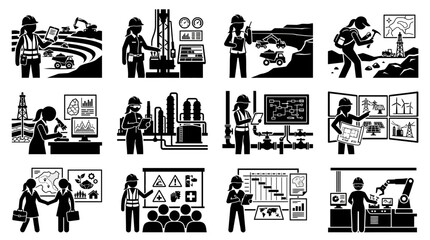 Obraz premium Diverse Women Engineers in Various Industrial Settings: Mining, Oil, Manufacturing, and Tech