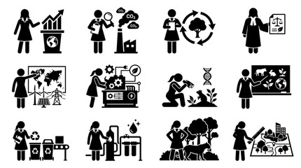 Obraz premium Environmental Science and Sustainability Icons: Diverse Concepts Illustrated
