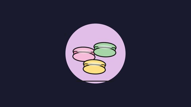Cute Cartoon Face Eating Macaron in Slow Motion Loop