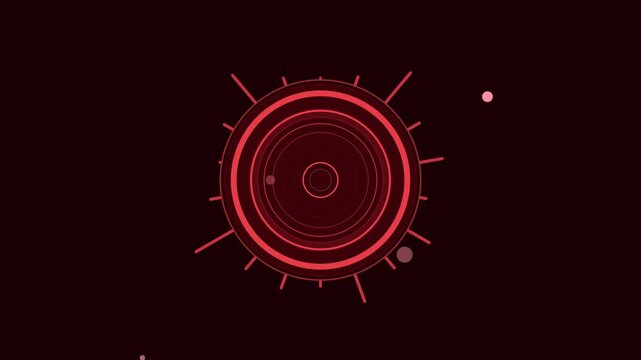 Minimalist Crimson Vector Ghost Circular Volume Up Max Audio Subwoofer Speaker Bass Loop Outline Animation