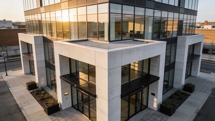 Fototapeta premium Exterior view of a modern small office building
