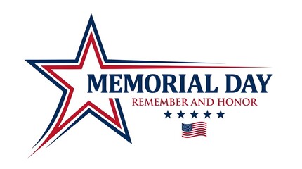 Obraz premium Memorial day commemorative graphic with patriotic star flag and text remember and honor memorial patriotic