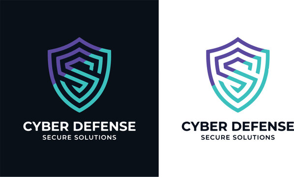 Cyber defense shield logo icon featuring a modern gradient letter s design for information security and network protection branding