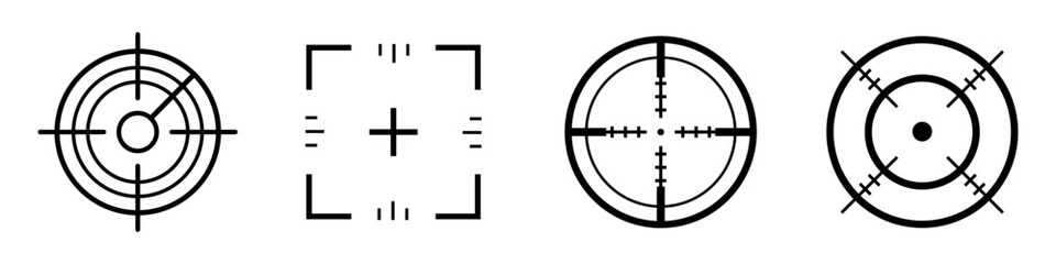 Target focus icon set, crosshair aim for camera and shooting game design © Habib